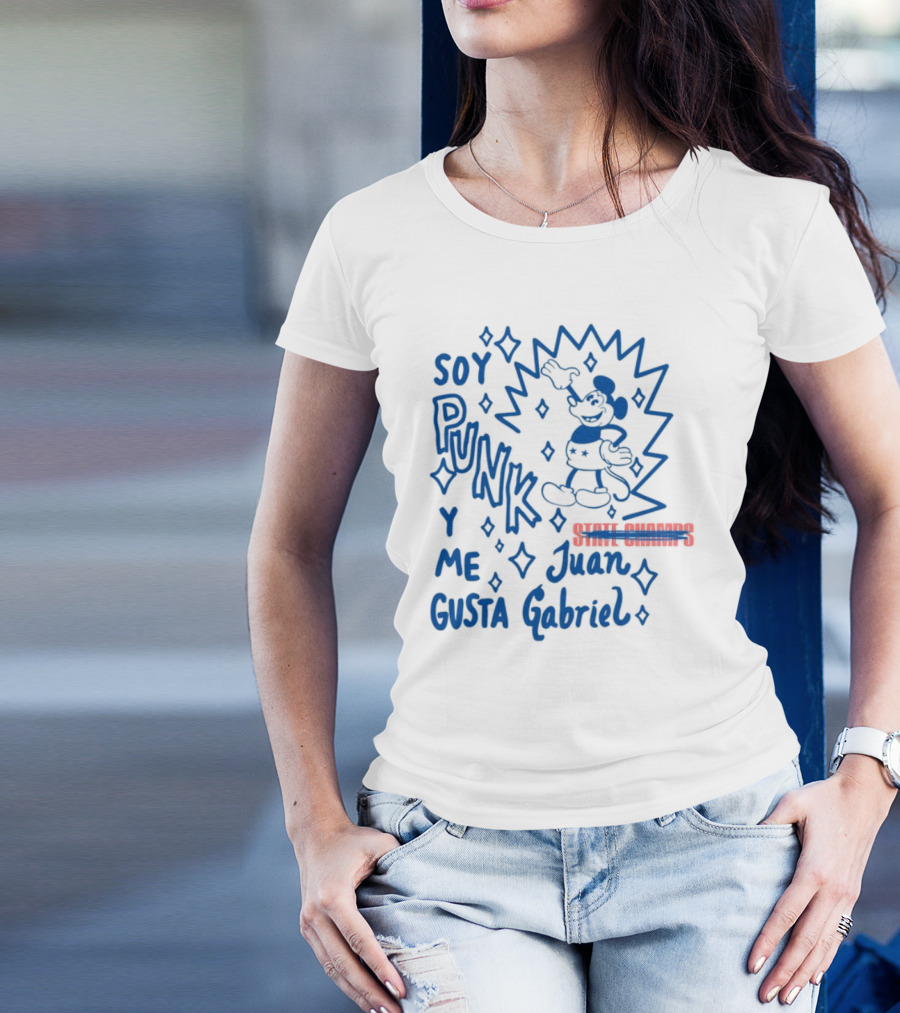 Soy Punk Y Me Gusta Juan Gabriel Sparkling Cartoon Punk Style T-Shirt