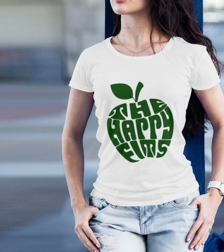 The Happy Fits Green Apple Text Art T-Shirt