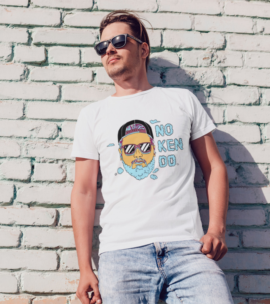 No Ken Do Trippy Ken Sunglasses Beard Cartoon T-Shirt