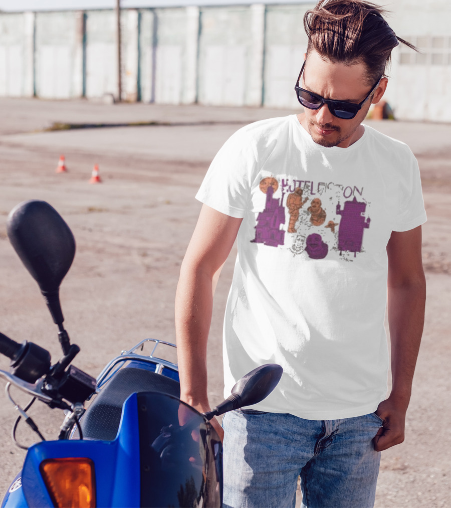 Hotel Fiction Astronaut Space Adventure Moon And Rocket Scene T-Shirt