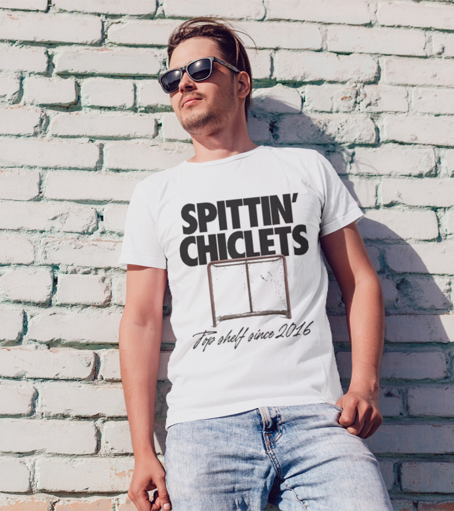 Spittin Chiclets Top Shelf Since 2016 Hockey Net T-Shirt