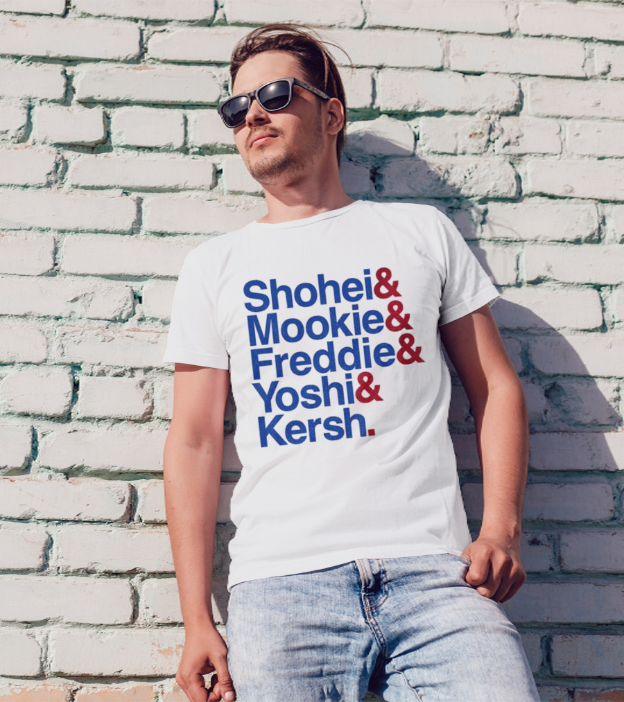 Shohei Mookie Freddie Yoshi Kersh Los Angeles Dodgers Baseball Ampersand Stars 2025 T-Shirt