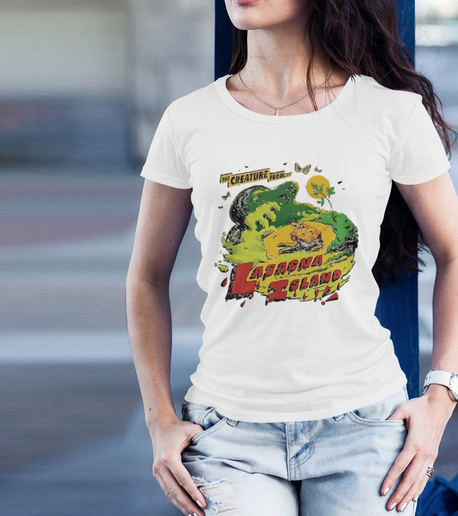 The Creature From Lasagna Island Vintage Horror Design October 2025 T-Shirt