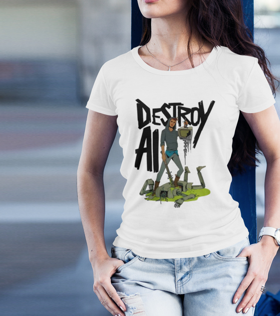"Aftermath Destroy AI Futuristic Battle Scene" T-Shirt