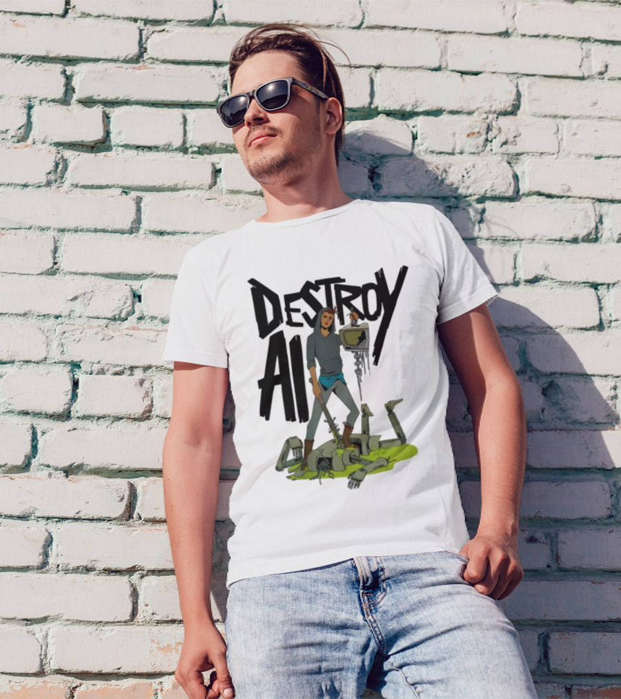 "Aftermath Destroy AI Futuristic Battle Scene" T-Shirt