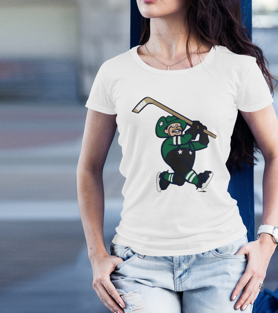Frisco RoughRiders Dallas Stars Night Mascot Skating Youth Hockey T-Shirt