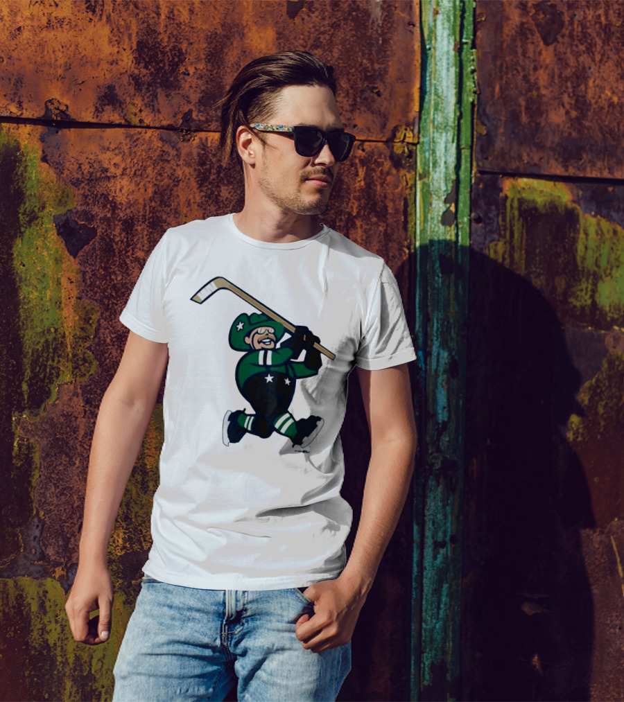 Frisco RoughRiders Dallas Stars Night Mascot Skating Youth Hockey T-Shirt