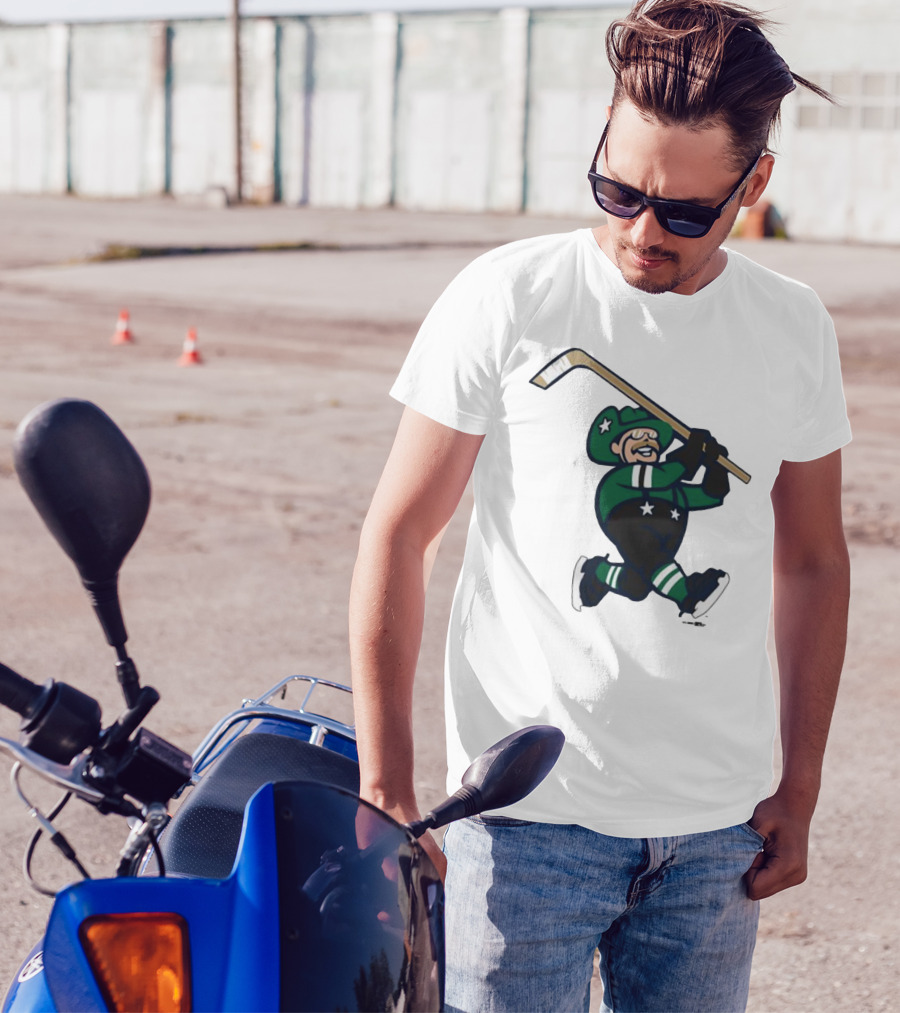 Frisco RoughRiders Dallas Stars Night Mascot Skating Youth Hockey T-Shirt