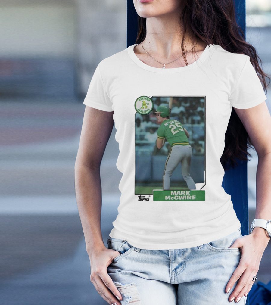 Oakland Athletics Mark McGwire 25 Topps Baseball Player MLB T-Shirt