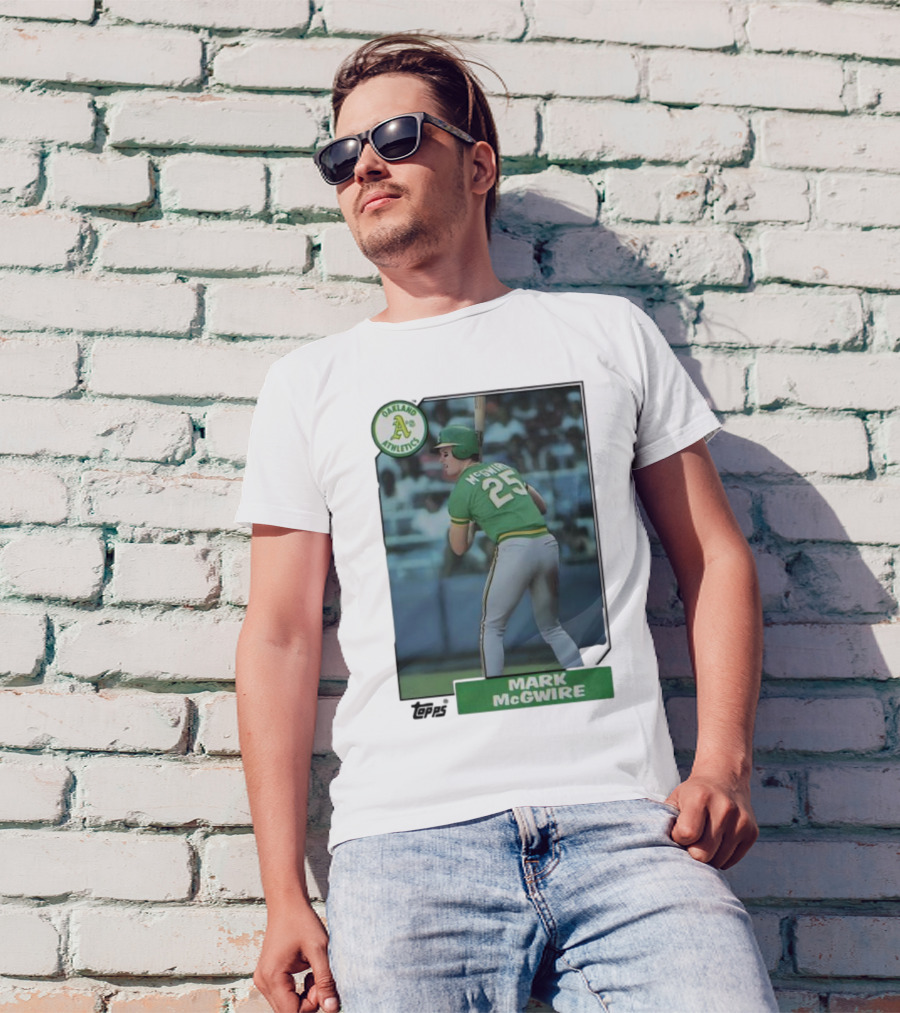 Oakland Athletics Mark McGwire 25 Topps Baseball Player MLB T-Shirt