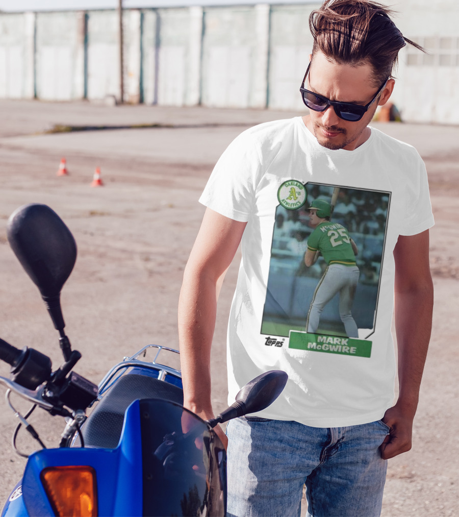 Oakland Athletics Mark McGwire 25 Topps Baseball Player MLB T-Shirt