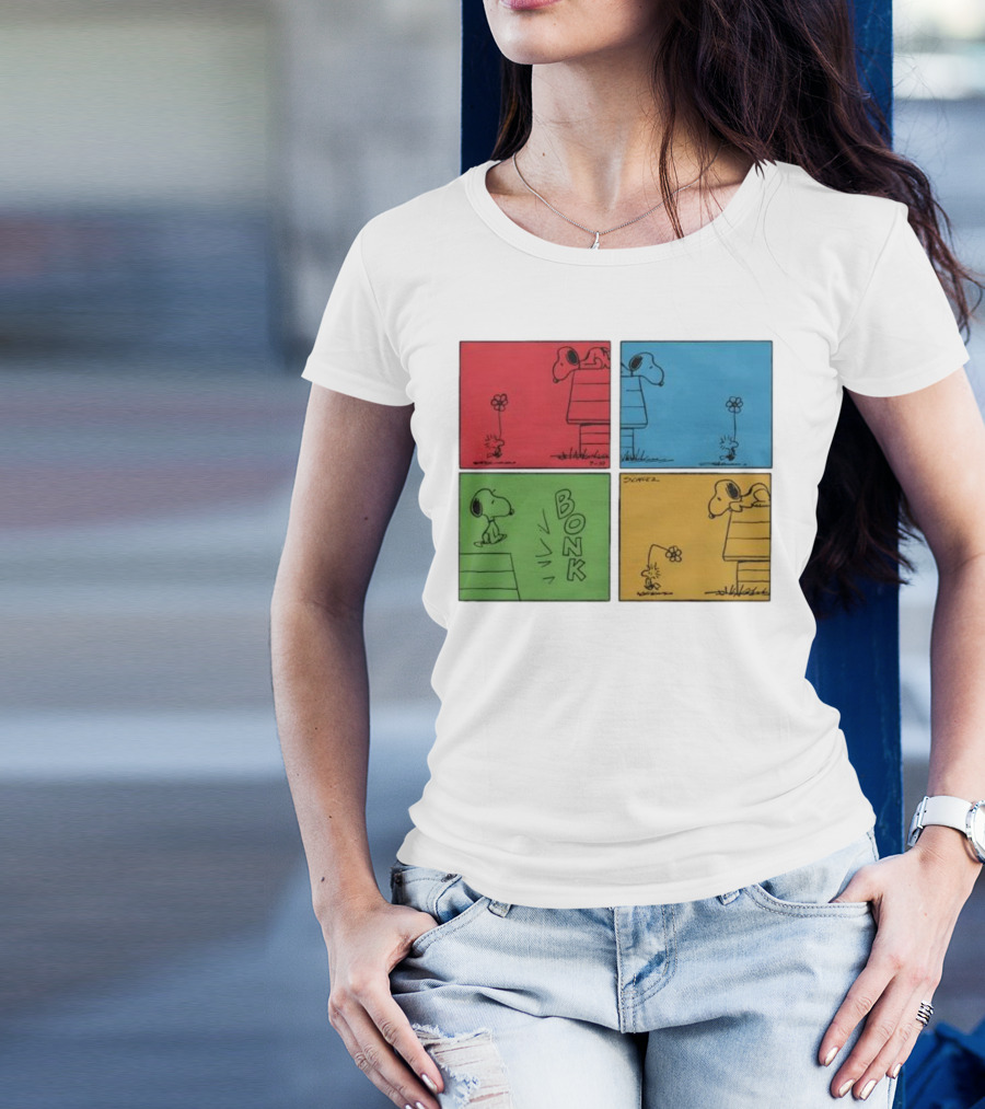 Snoopy And Woodstock Comic Panels Bonk Series By Schulz T-Shirt