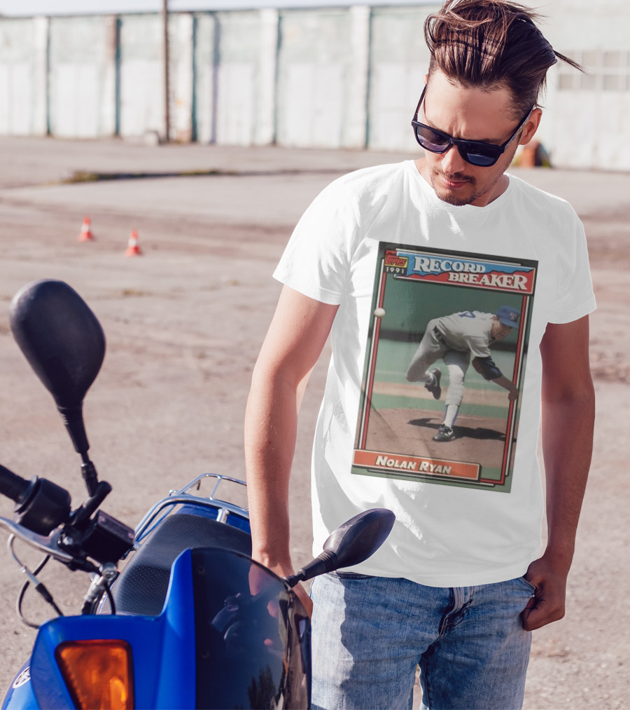 Topps 1991 Nolan Ryan Texas Rangers Record Breaker MLB T-Shirt