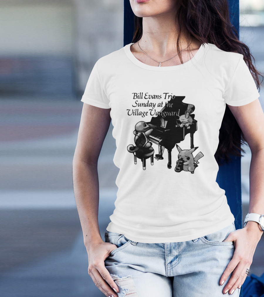 Bill Evans Trio Sunday At The Village Vanguard Pikachu Squirtle Playing Piano T-Shirt