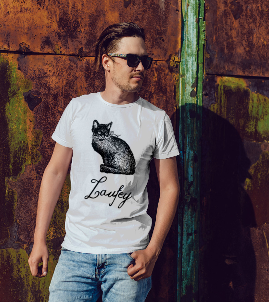 Laufey Black Cat Red Bow Silhouette T-Shirt