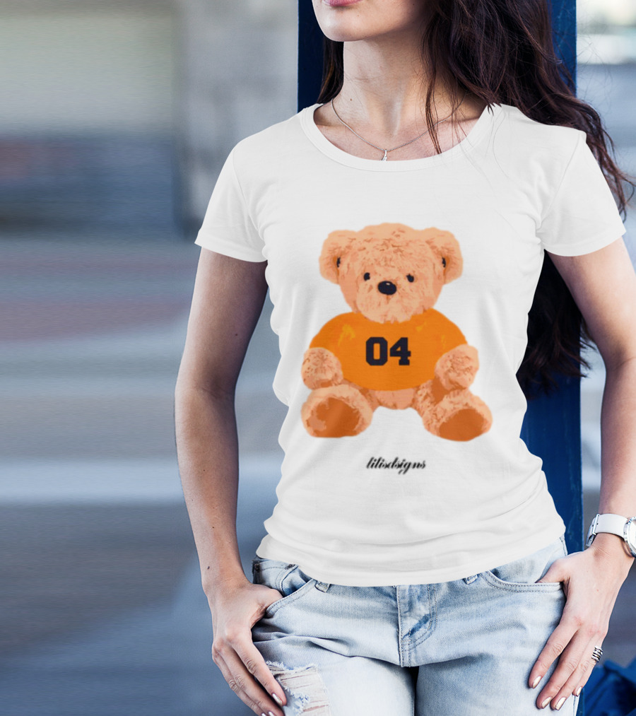 Lilisdsigns 04 Teddy Bear Plush Toy In Orange T-Shirt