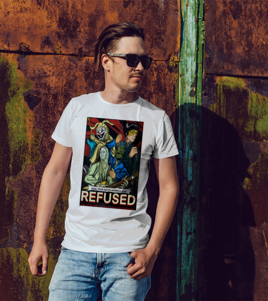 Refused Final Tour South America 2025 Teatro Coliseo Santiago Chile 3 De Noviembre Masked Band Illustration T-Shirt