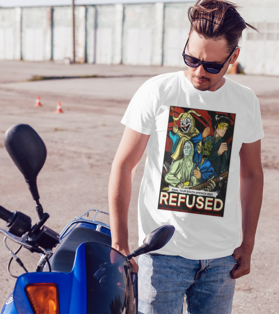 Refused Final Tour South America 2025 Teatro Coliseo Santiago Chile 3 De Noviembre Masked Band Illustration T-Shirt