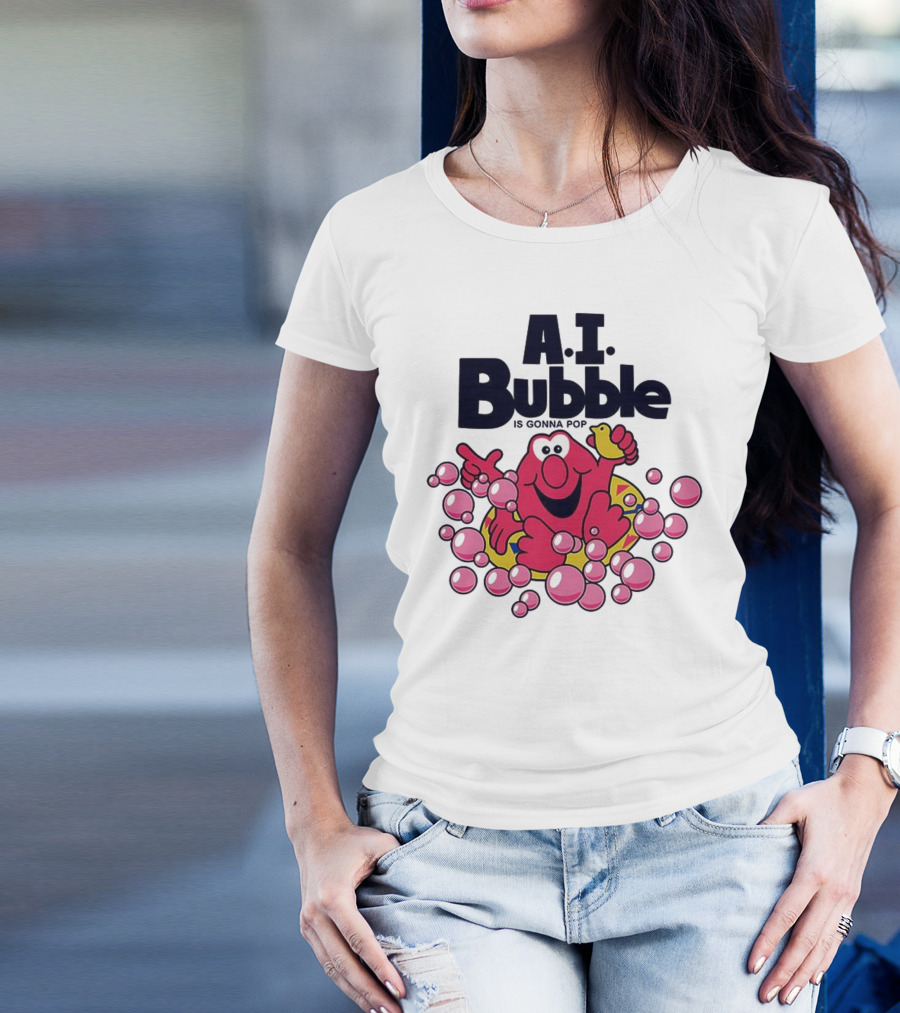 A.I. Bubble Is Gonna Pop Funny Red Character With Pink Bubbles T-Shirt