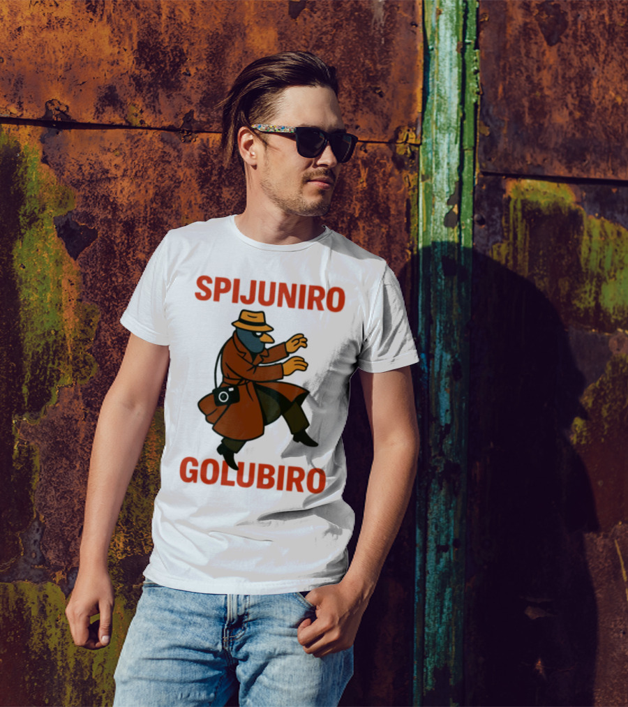 Spijuniro Golubiro Spy Pigeon In Trench Coat And Hat Retro Style T-Shirt