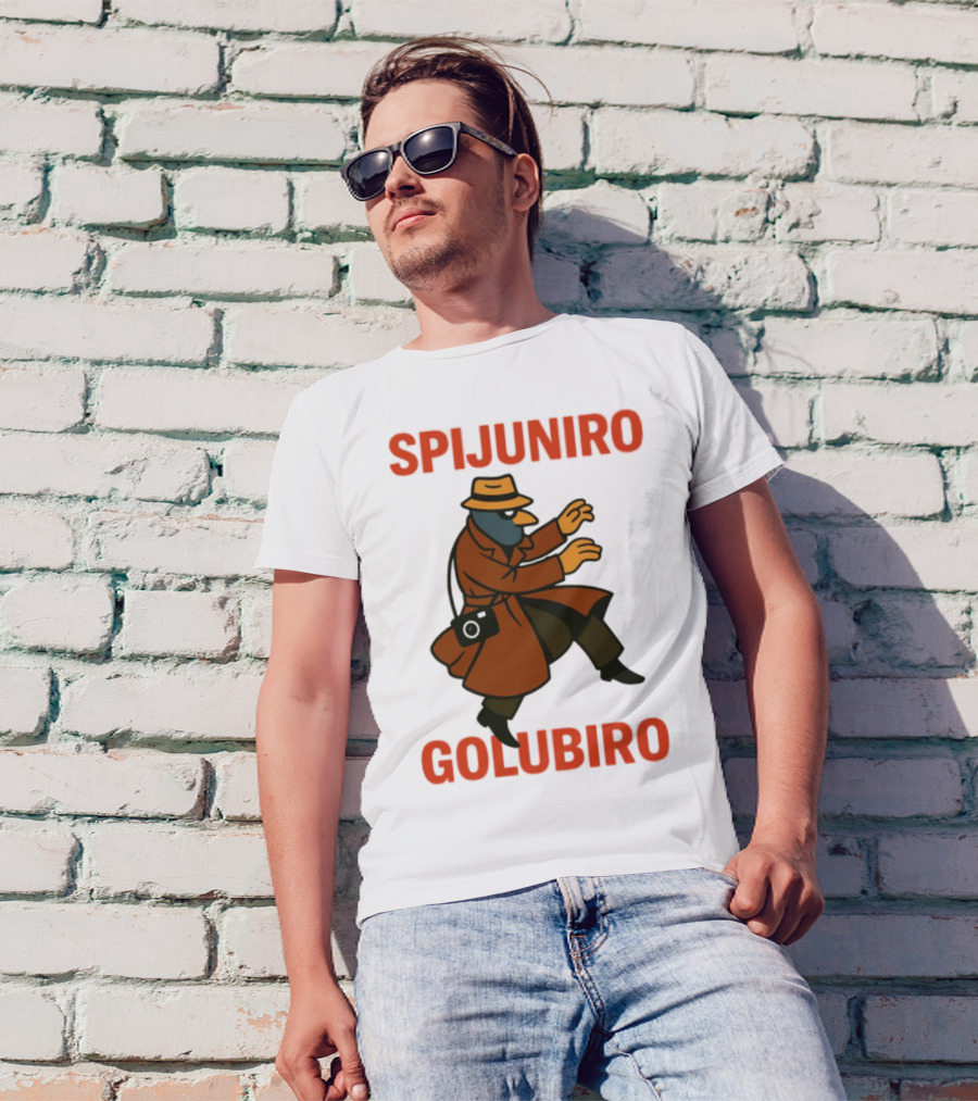 Spijuniro Golubiro Spy Pigeon In Trench Coat And Hat Retro Style T-Shirt