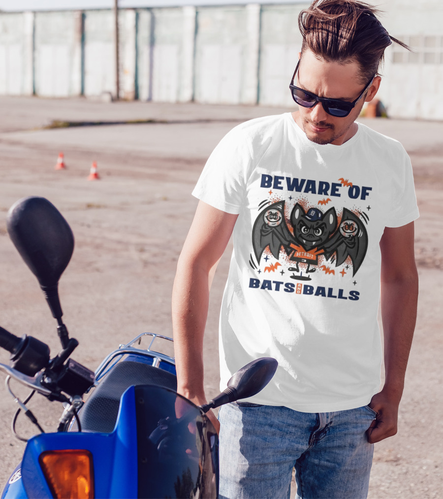 Beware Of Bats And Balls Detroit Halloween Baseball Theme T-Shirt