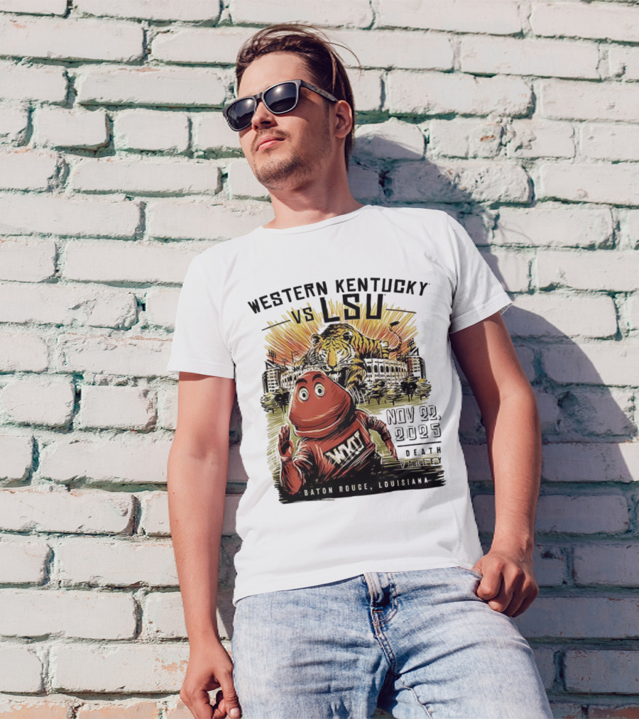 Western Kentucky Vs LSU November 2025 Tiger Mascot Baton Rouge Louisiana Stadium T-Shirt