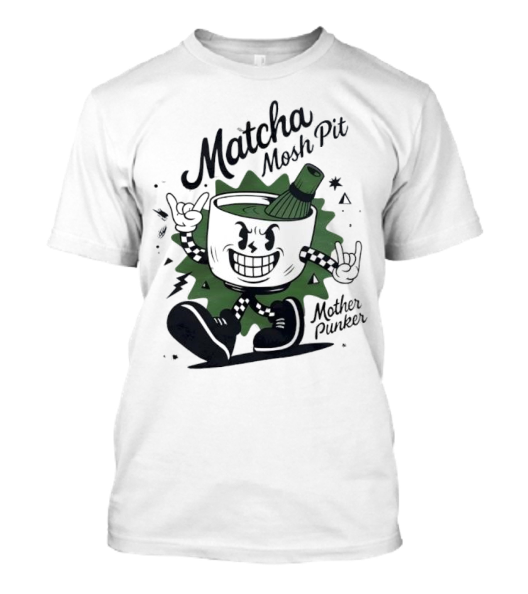Matcha Mosh Pit Mother Punker Cartoon Cup With Whisk T-Shirt