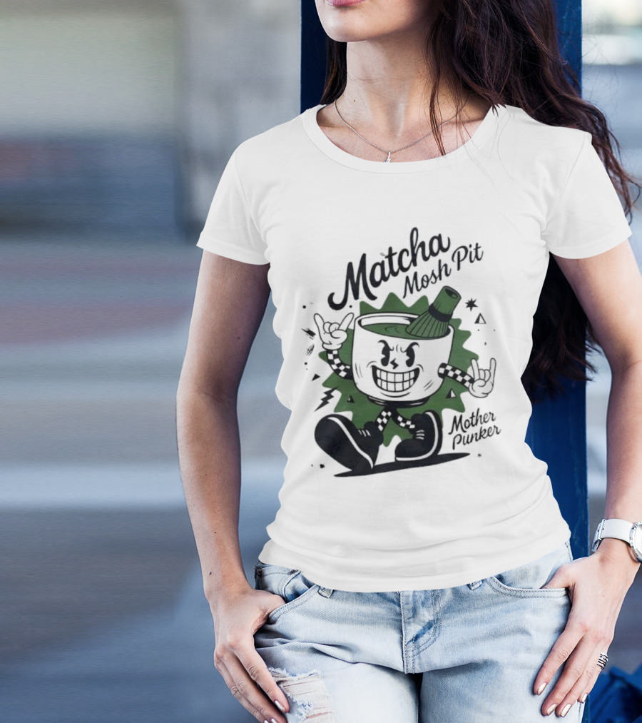 Matcha Mosh Pit Mother Punker Cartoon Cup With Whisk T-Shirt