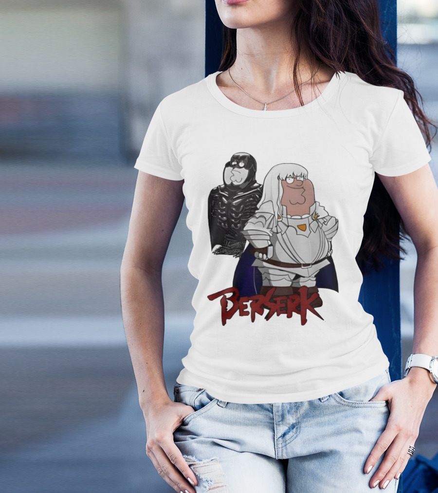 Peter Griffin Family Guy Berserk Crossover Meme Griffith Armor Guts Cosplay T-Shirt