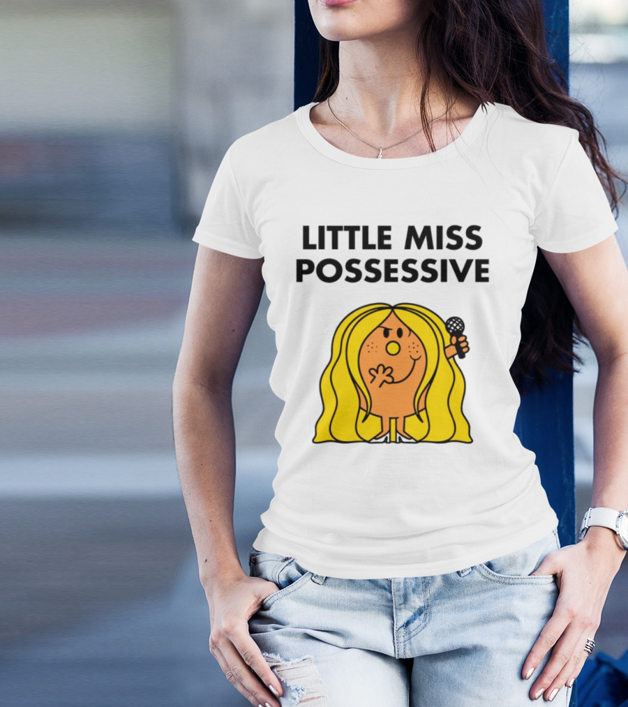 Little Miss Possessive Character With Long Hair Holding Microphone T-Shirt