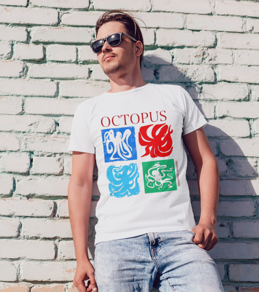 NewtonFaulkner Octopus Colorful Pop Art Quartet T-Shirt