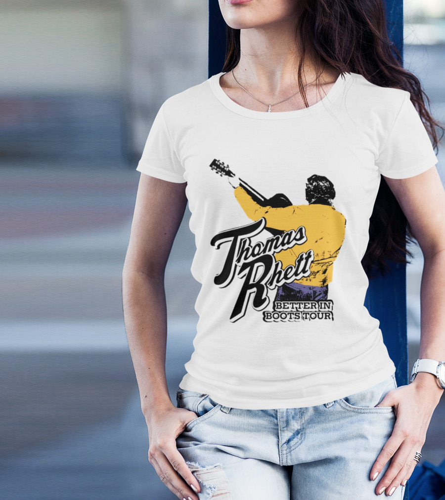 Thomas Rhett Better In Boots Retro Handgun Cowboy Boot Style T-Shirt