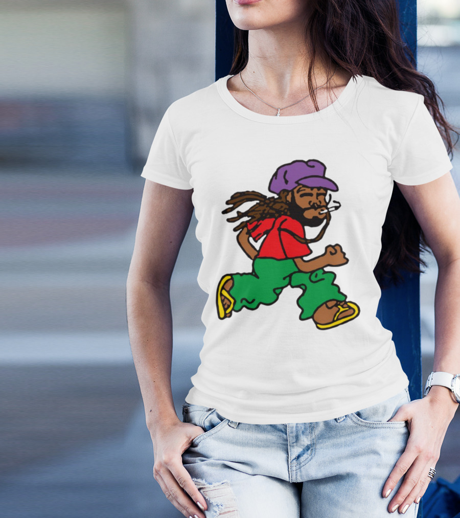 Amine Running Man Rastafarian Style Casual Character T-Shirt