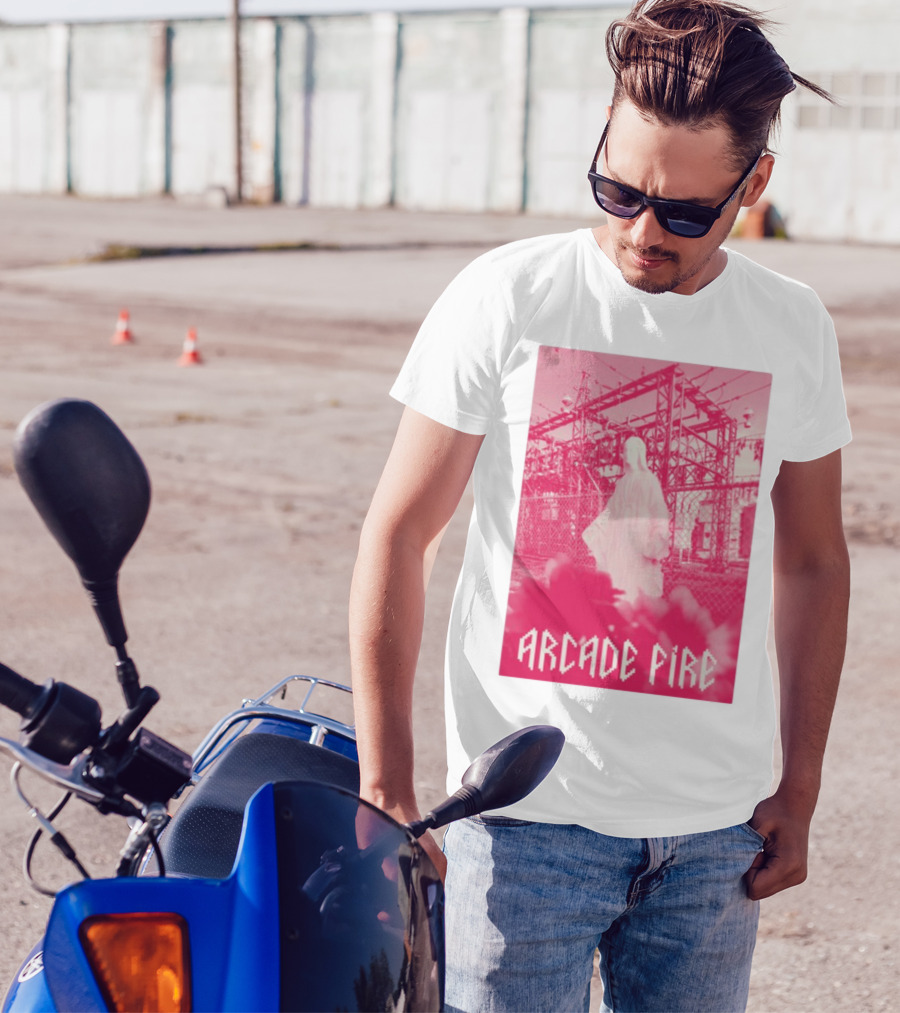 Arcade Fire Virgin Mary Statue Pink Power Station T-Shirt