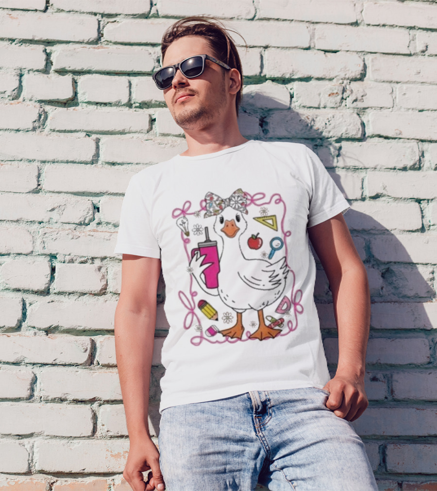 Brooke And Bear Back To School Goose Pencil Apple Ruler T-Shirt