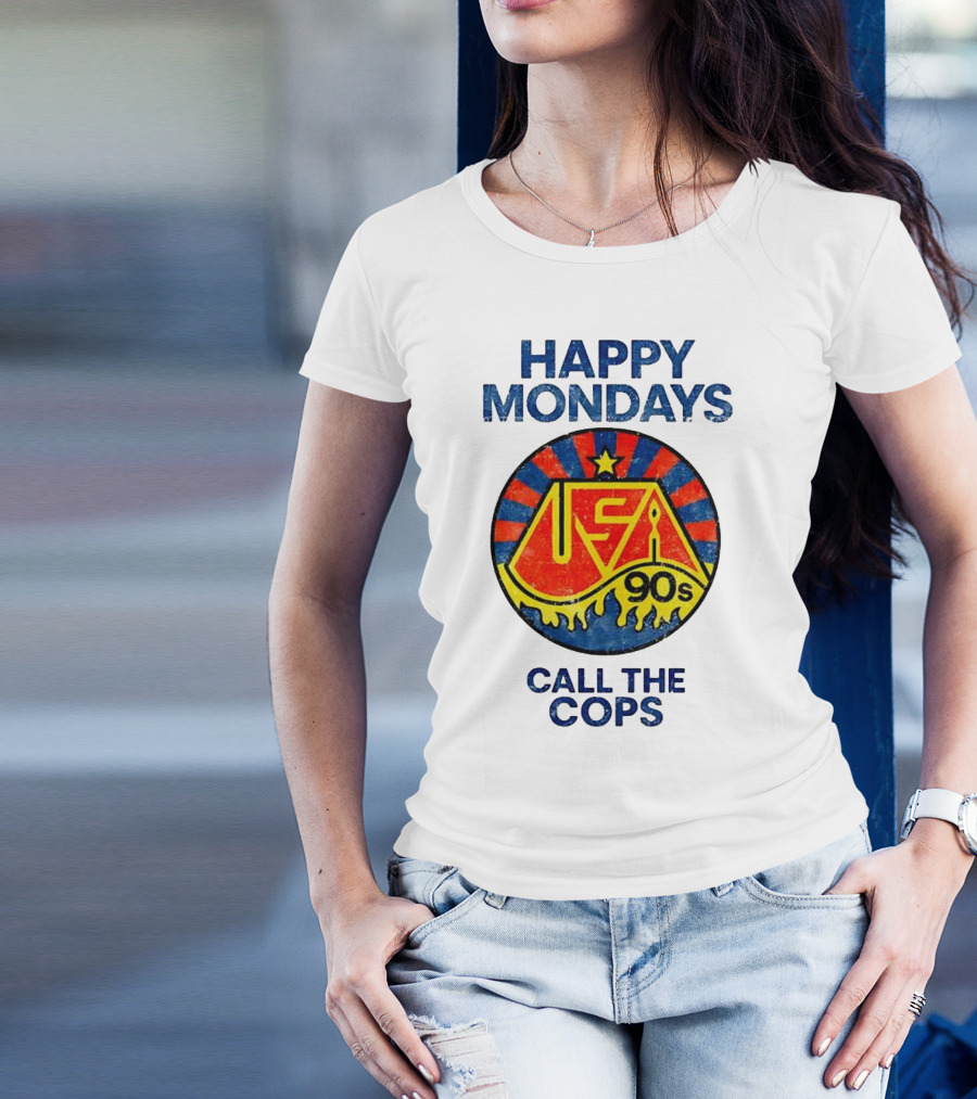 Happy Mondays USA 90s Call The Cops Starburst Retro T-Shirt