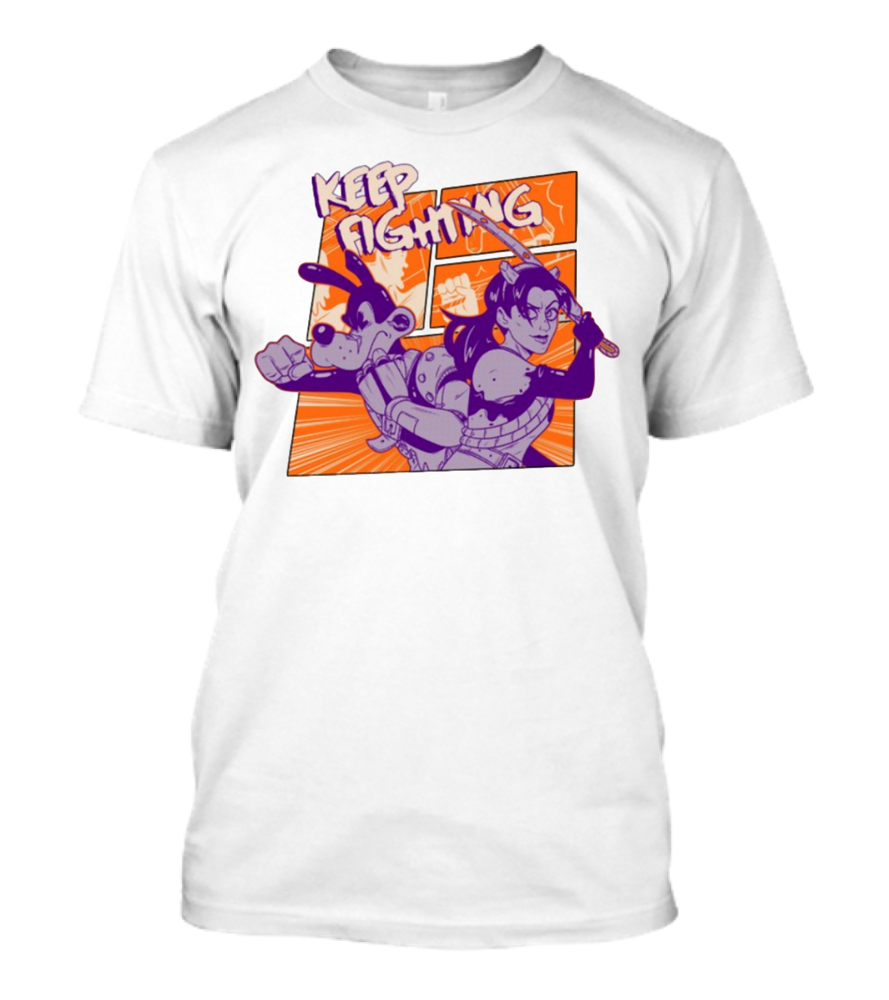 Keep Fighting Bendy Tom And Allison Art Print With Comic Style Action T-Shirt