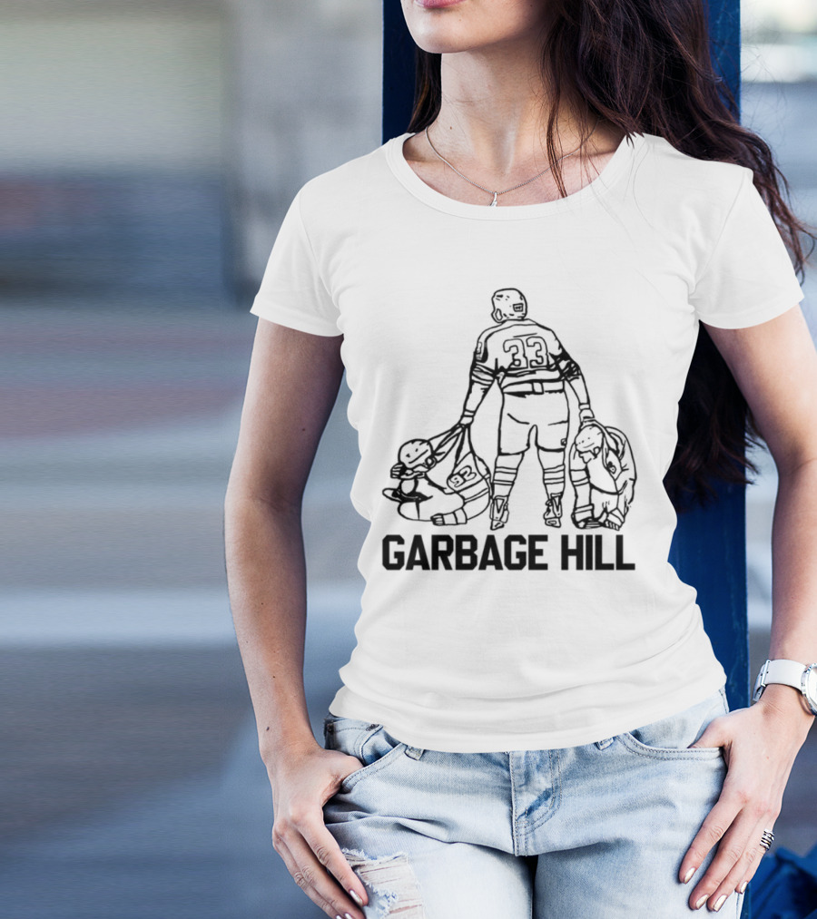 Garbage Hill Hockey Player With Stick And Bag T-Shirt