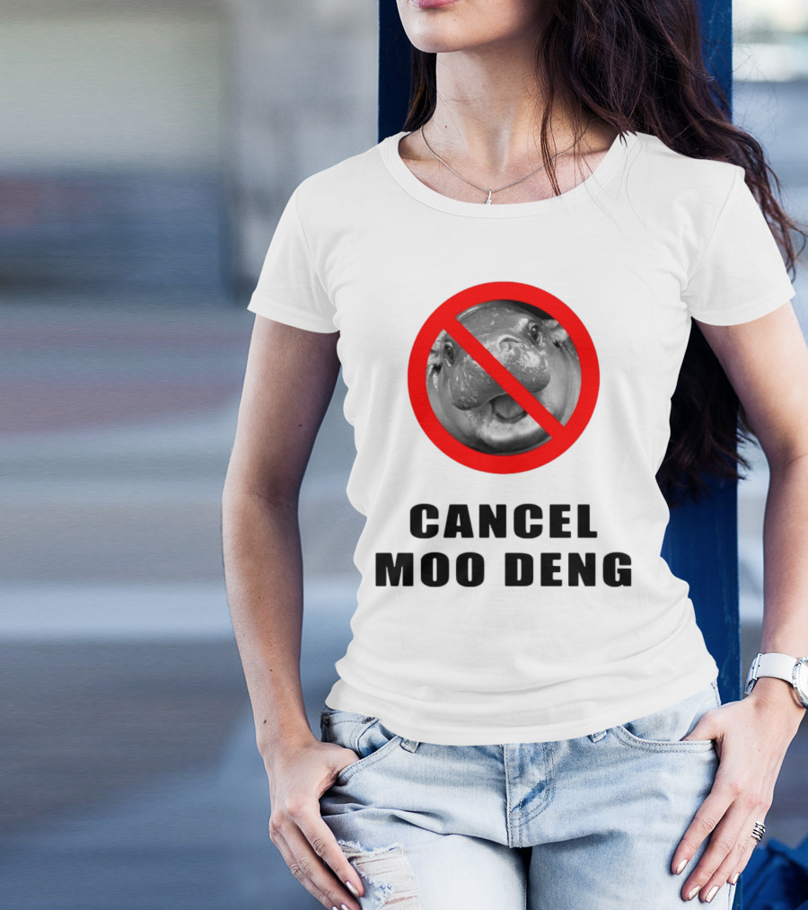 Pizzaslime Cancel Moo Deng No Entry Sign T-Shirt
