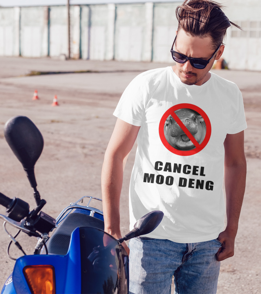 Pizzaslime Cancel Moo Deng No Entry Sign T-Shirt