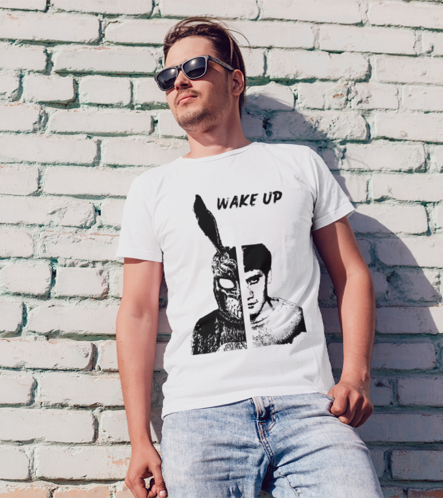 Donnie Darko Wake Up Split Face Frank And Donnie Portrait T-Shirt