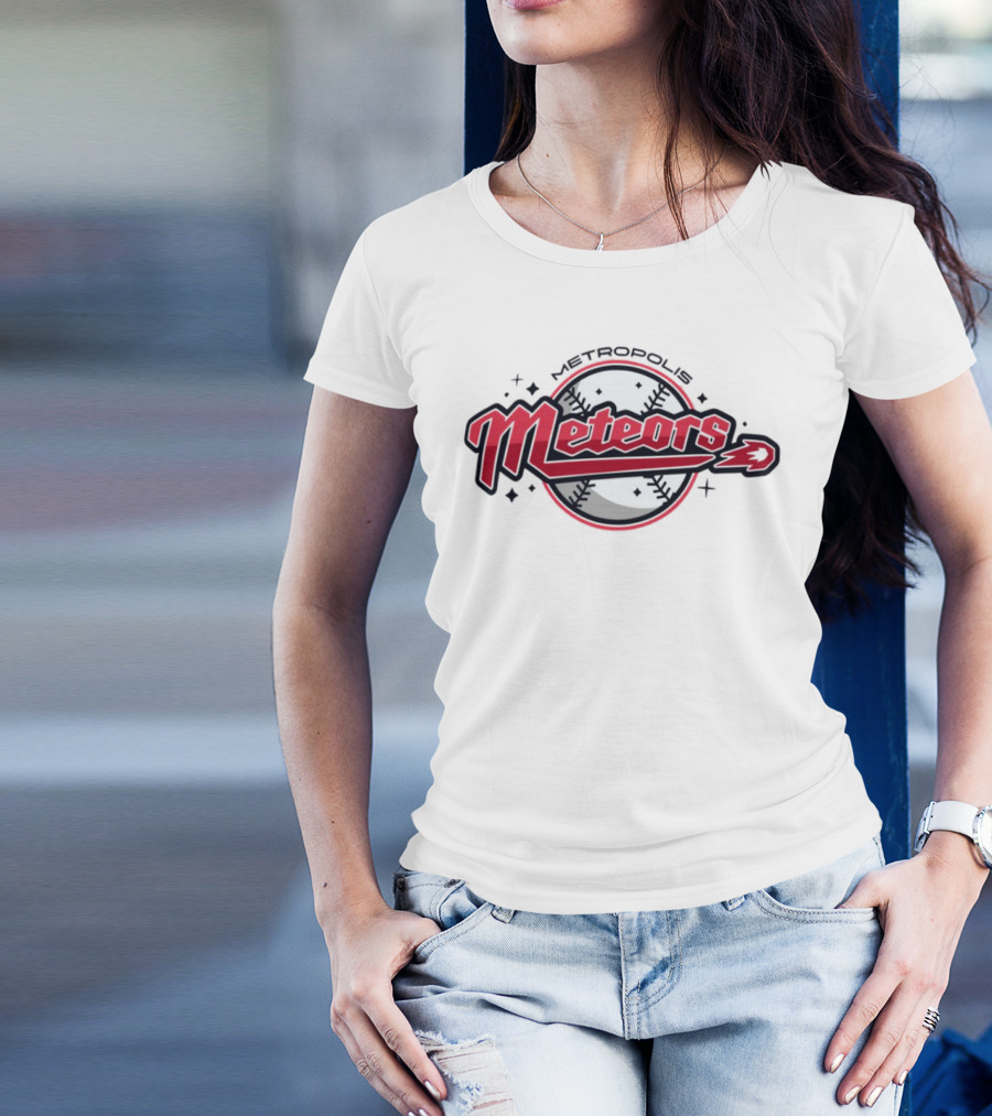 Metropolis Meteors Baseball Team Emblem Logo T-Shirt