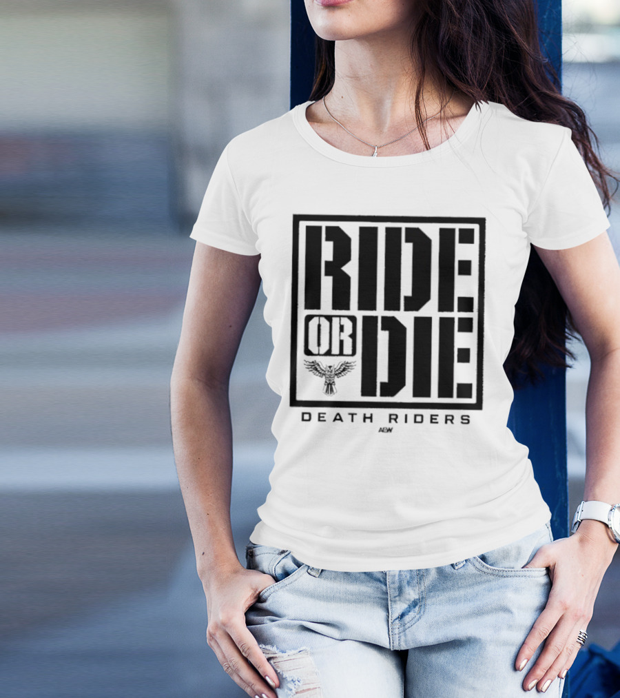 Death Riders Ride Or Die Skeleton Biker Gang AEW T-Shirt