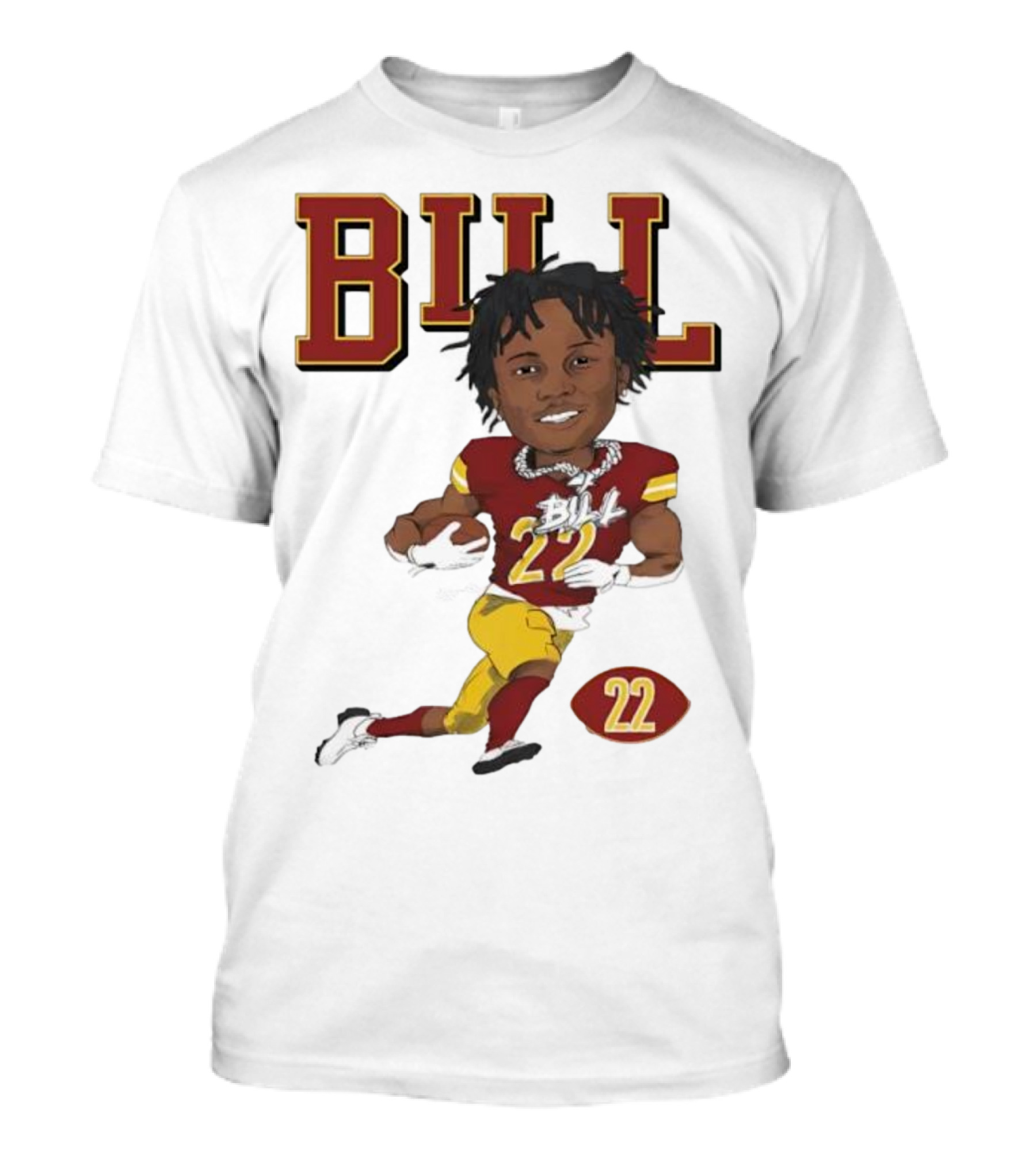 Jacory Bill Croskey Merritt Number 22 Football Player Illustration T-Shirt