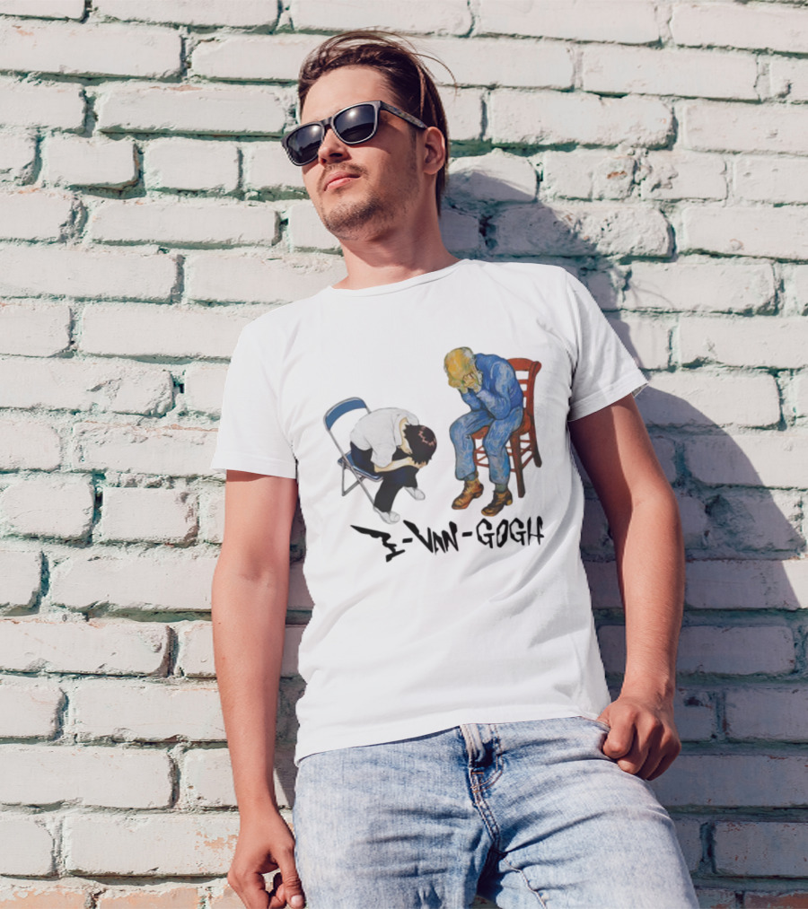 Evangogh Sadness Embrace Blue Figure Art Crossover T-Shirt