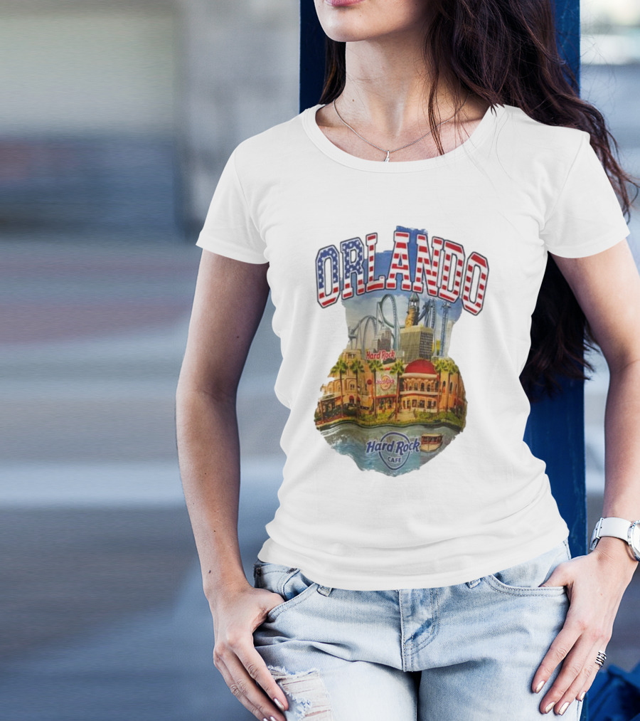 Hard Rock Cafe Orlando American Flag Skyline Roller T-Shirt
