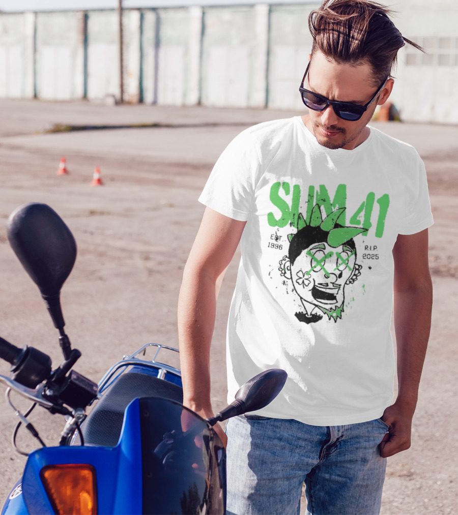 Sum41 St Patrick's Day Punk Skull Green Spikes T-Shirt