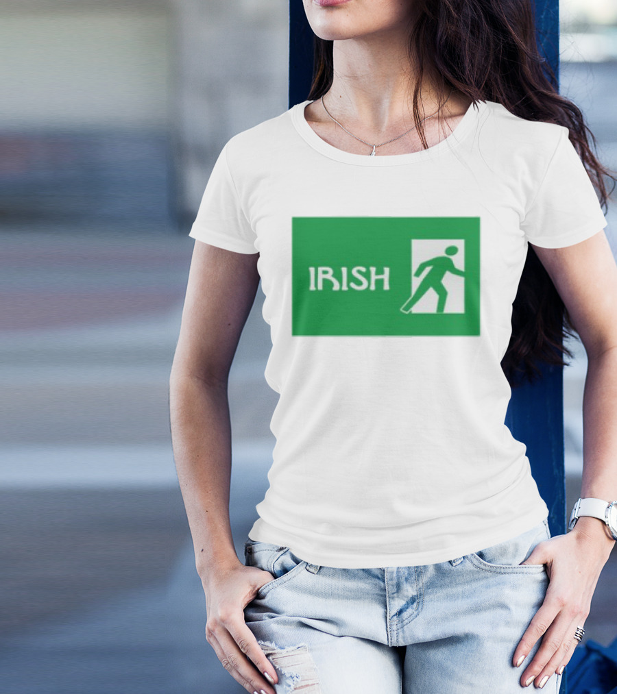 Emotionalclub Irish Exit Green Emergency Sign Style T-Shirt