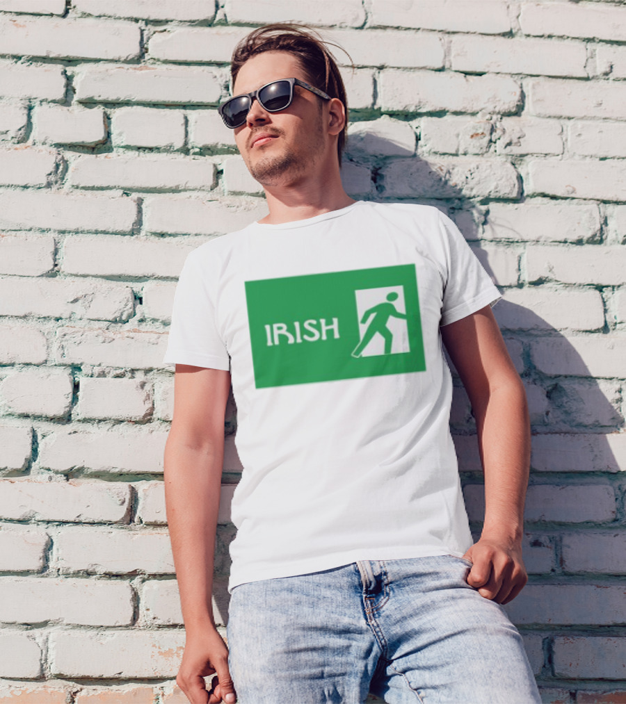 Emotionalclub Irish Exit Green Emergency Sign Style T-Shirt
